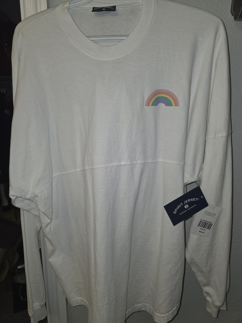 SeaWorld White Long-Sleeve Shirt with Small Rainbow Graphic